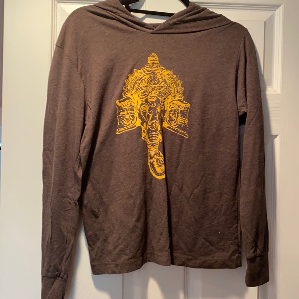 Hooded yoga long sleeve shirt with hood